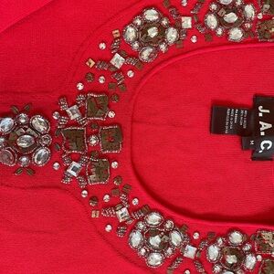 JAC Luxury Sweater Embellished Neckline Sz M